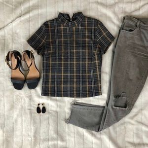 Forever 21 | Plaid Mock Crop Top